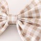 Khaki gingham piggie hair bow