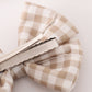 Khaki gingham piggie hair bow