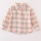 Green watercolor plaid boy button down shirt