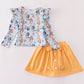 Orange character print girl skorts set