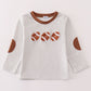 Brown football french knot stripe boy top