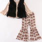 Pumpkin print vest 3pc pants set