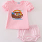 Pink noah's ark applique baby girl set