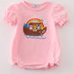 Pink noah's ark applique girl bubble