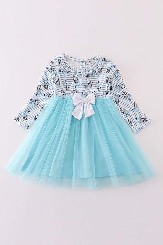 Blue character print tutu dress