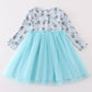 Blue character print tutu dress