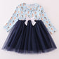 Navy character print ruffle tutu dress