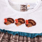 Brown plaid turkey french knot girl set