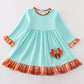 Green turkey applique girl dress