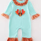 Green turkey applique girl romper