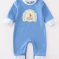 Blue turkey applique boy romper