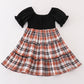 Rust plaid girl smocked dress