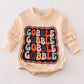 Thanksgiving gobble print ruffle girl bubble