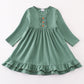 Green ruffle girl dress