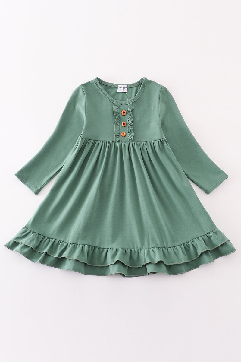 Green ruffle girl dress