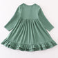 Green ruffle girl dress