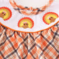 Orange turkey embroidery baby girl set