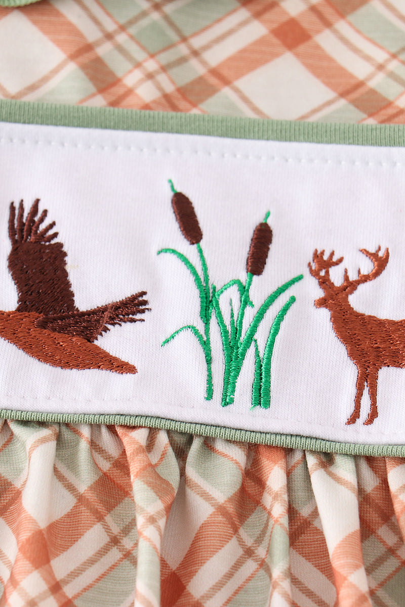 Green hunting duck embroidery girl set