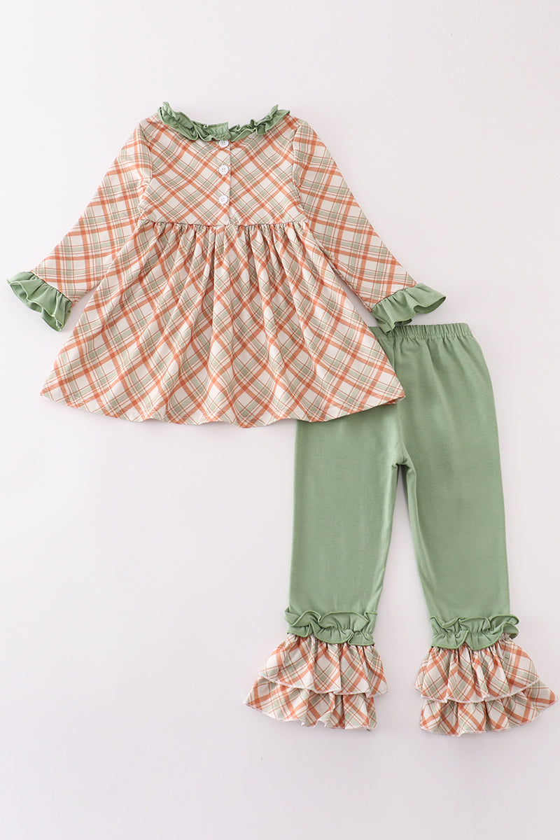 Green hunting duck embroidery girl set