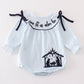 Navy nativity embroidery gingham girl bubble