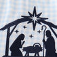 Navy nativity embroidery gingham girl bubble