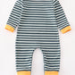 Green stripe cow pumpkin applique boy romper