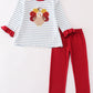 Thanksgiving turkey fleece applique girl set