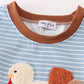 Blue stripe thanksgiving turkey french knot boy set