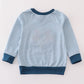 Blue stripe turkey french knot boy top