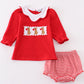 Red valentine puppy embroidery girl bloomer set