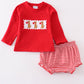 Red valentine puppy embroidery boy bloomer set