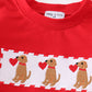 Red valentine puppy embroidery boy bloomer set