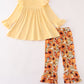 Beige velvet pumpkin girl ruffle pants set