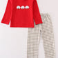 Maroon cotton french knot boy set