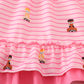 Pink stripe barbie print ruffle dress