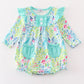 Green floral ruffle girl bubble