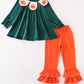 Forest velvet pumpkin embroidery girl set