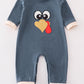 Navy thanksgiving turkey applique boy romper