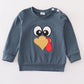 Navy thanksgiving turkey applique boy top