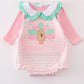 Pink stripe turkey applique 2pc girl bubble set