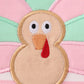 Pink stripe turkey applique 2pc girl bubble set