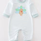 Blue stripe turkey applique boy romper