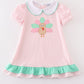 Pink stripe turkey applique girl dress