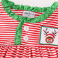 Red stripe christmas reindeer embroidery girl gown