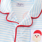 Blue stripe christmas santa claus embroidery boy pajamas set