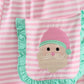 Pink stripe christmas santa claus embroidery women pajamas pants