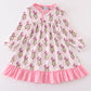 Pink stripe character print girl gown