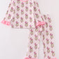 Pink stripe character girl pajamas set