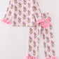 Pink stripe character girl pajamas set