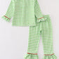 Green christmas grinch french knot ruffle pajamas set